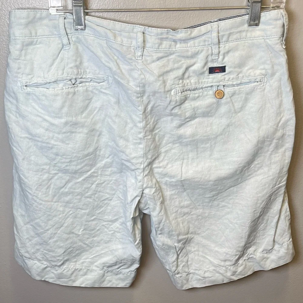 Faherty Men's Malibu Linen & Cotton Chino Shorts‎ Light Blue Size 34